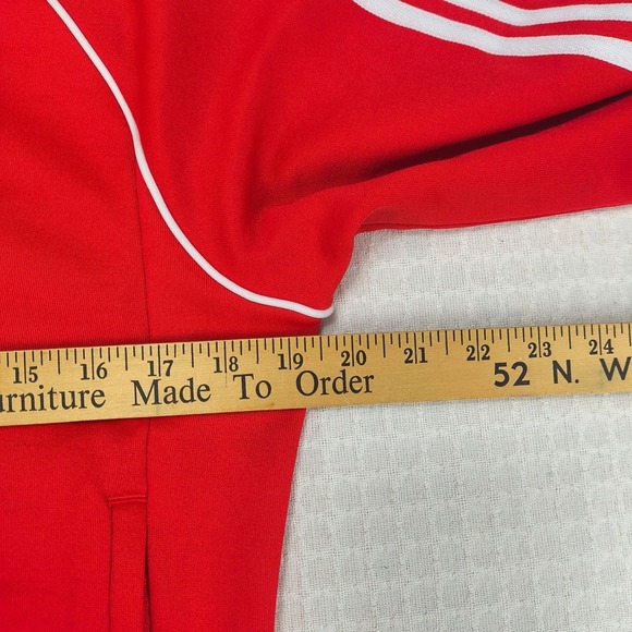 Adidas Track Jacket Red White 3 Stripes Full Zip Athletic Mens Adult Small 39" - Picture 5 of 11